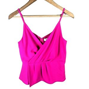 Do Be Womens Top Sz S Hot Pink Blouse V Neck Night Out Resort Wear Wrap Neckline